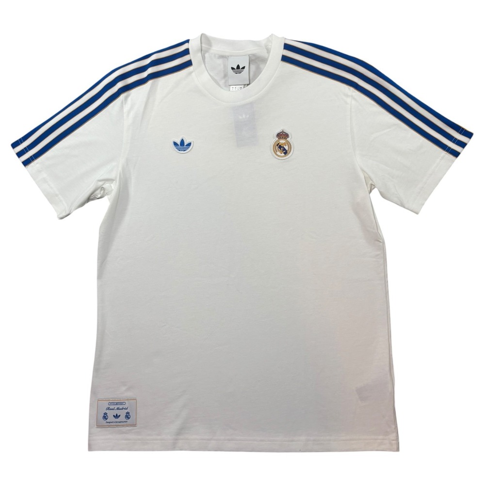 Adidas Real Madrid Terrace Icons Tee Shirt Mens Small White Loose Fit Soccer